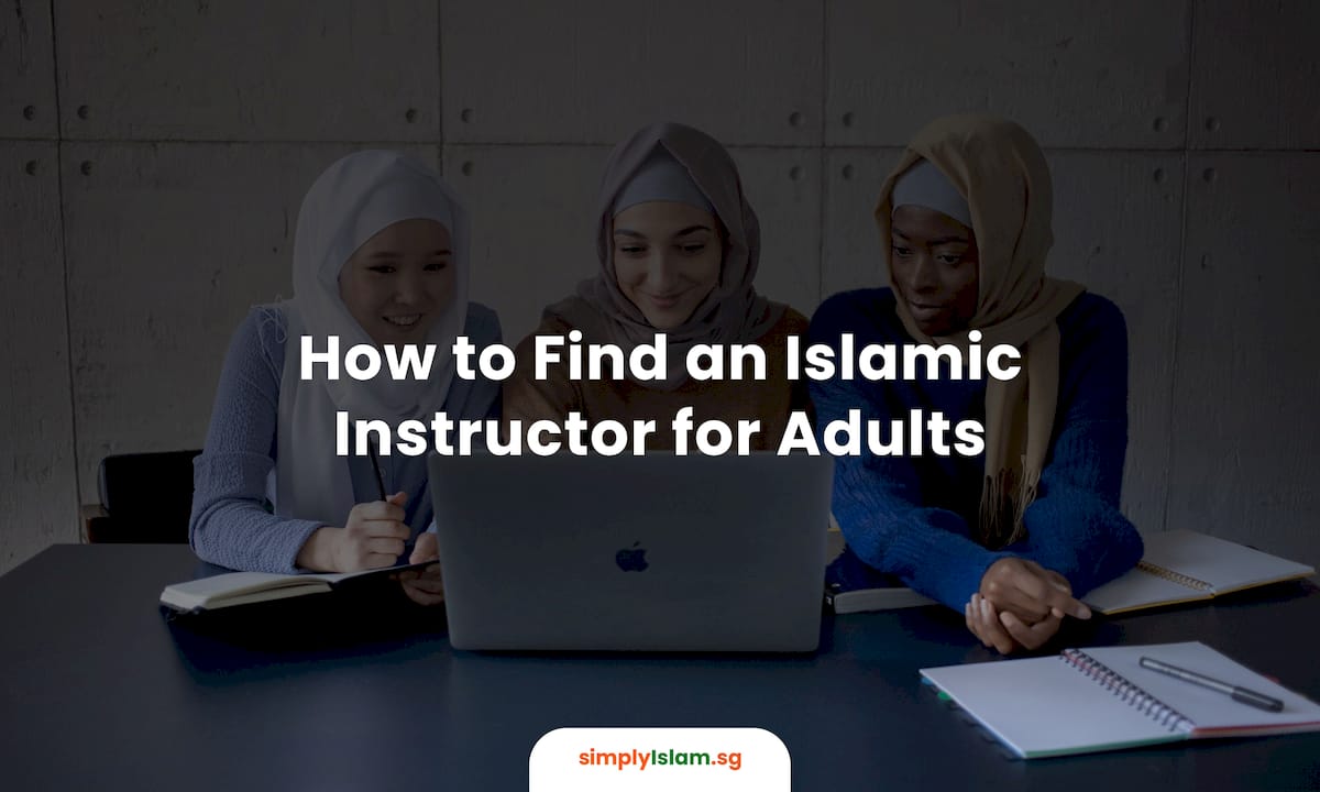 Islamic instructor teaching adult student in mosque