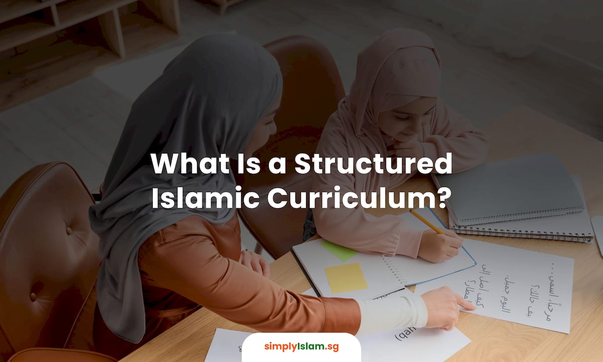 Teacher reviewing Islamic curriculum materials