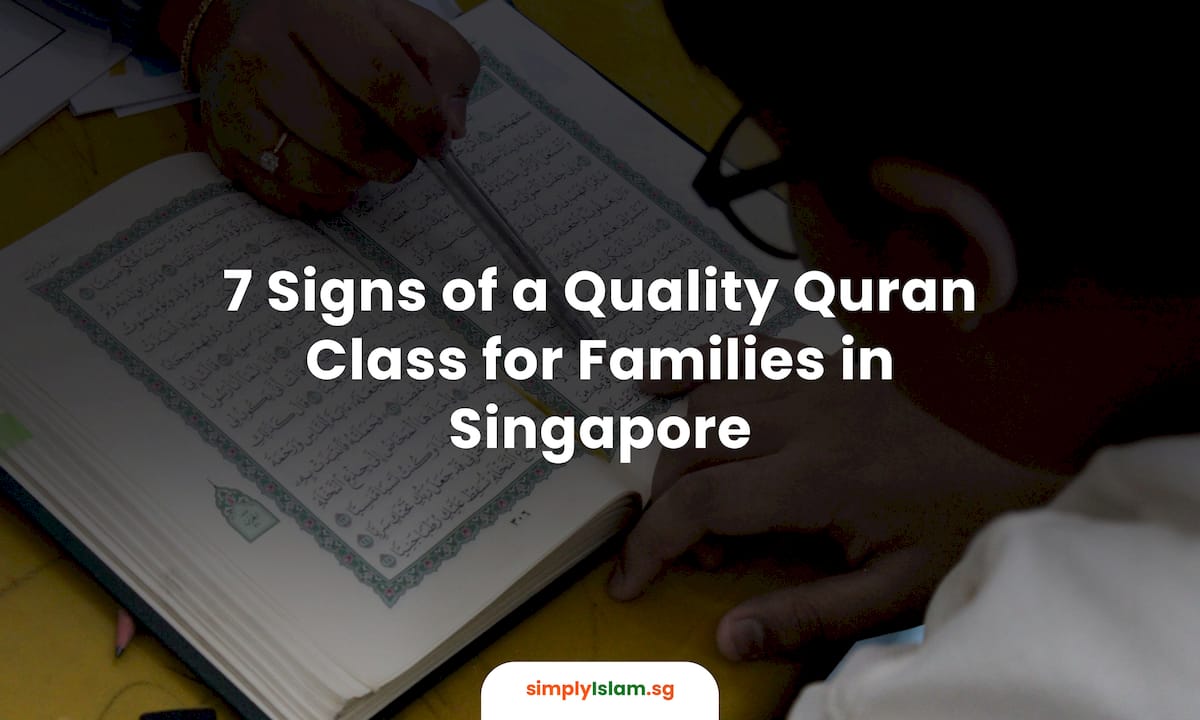 Family engaging in Quran study session