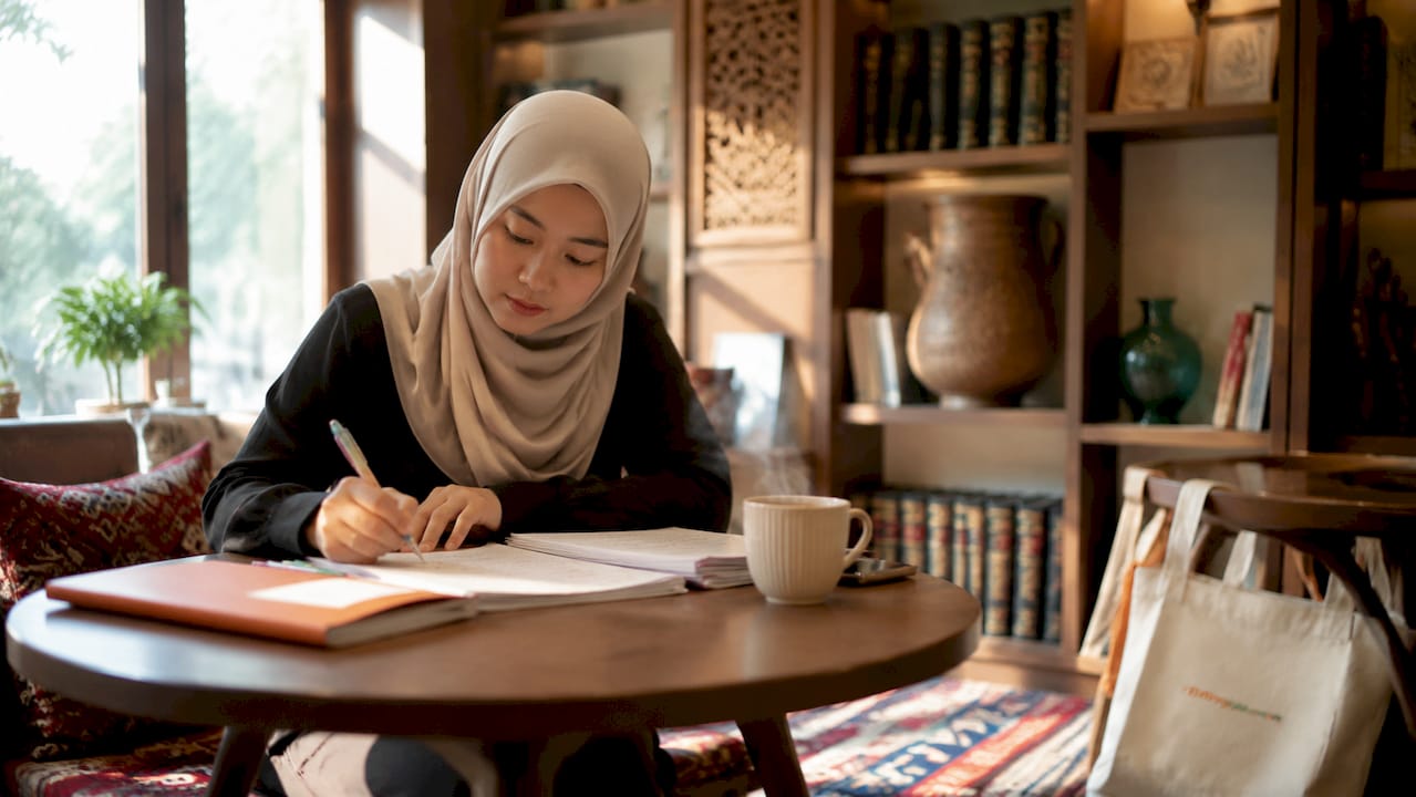 Educator reviewing applied Islamic teaching plans