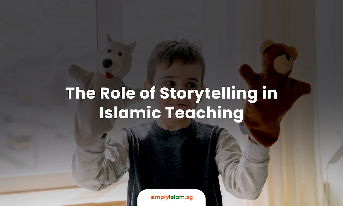Teacher reading Quran in mosque study room