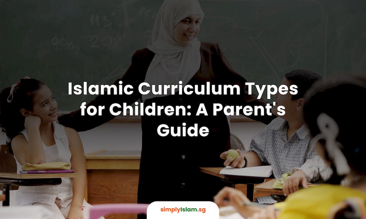 Mother reviewing Islamic curriculum books