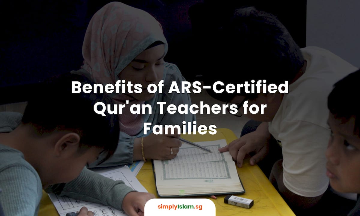 Quran teacher guiding child in home setting