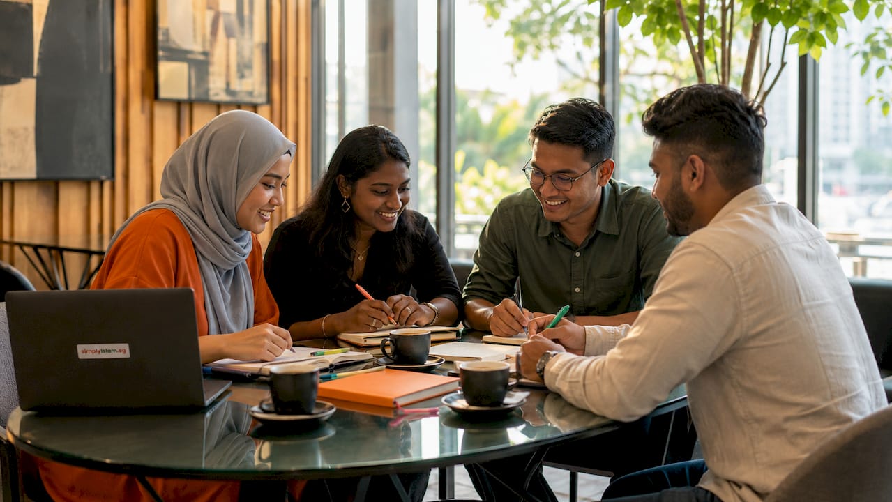 Group discussing local Muslim charity activities