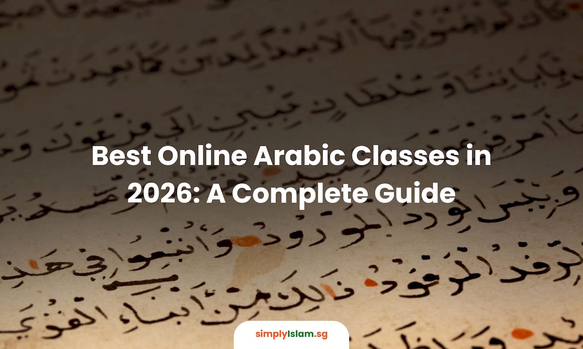 Woman studying Arabic online at home desk
