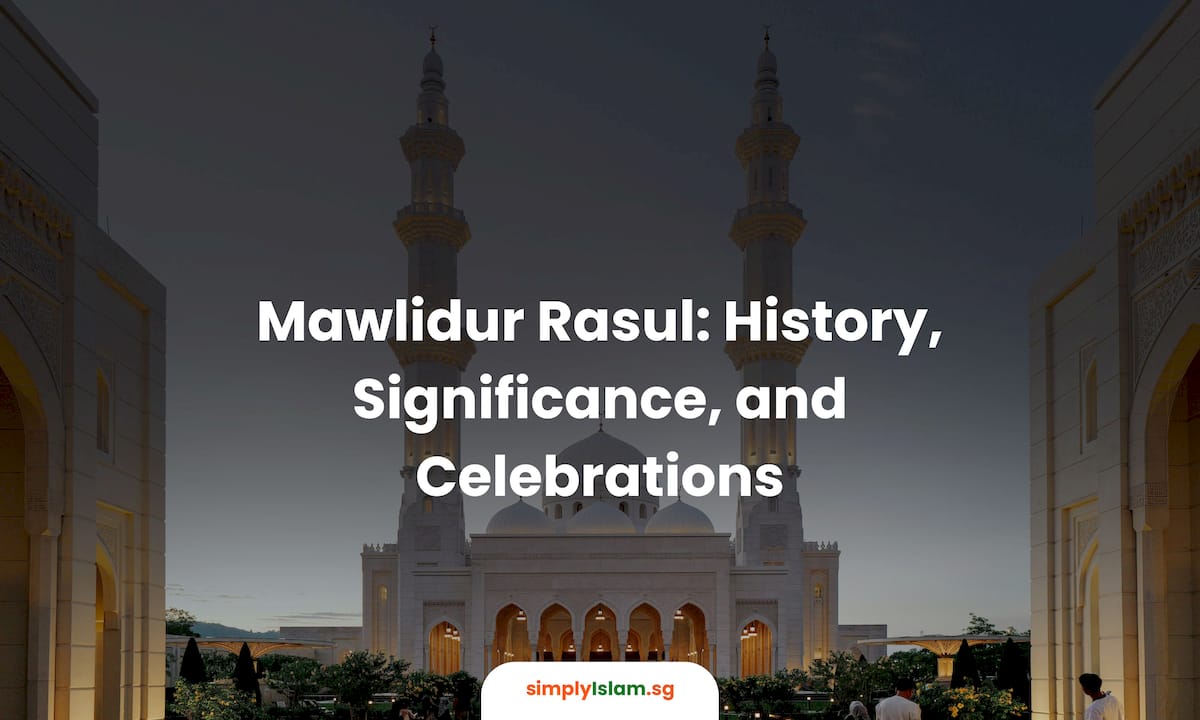 Muslim community gathered for Mawlid celebration in mosque